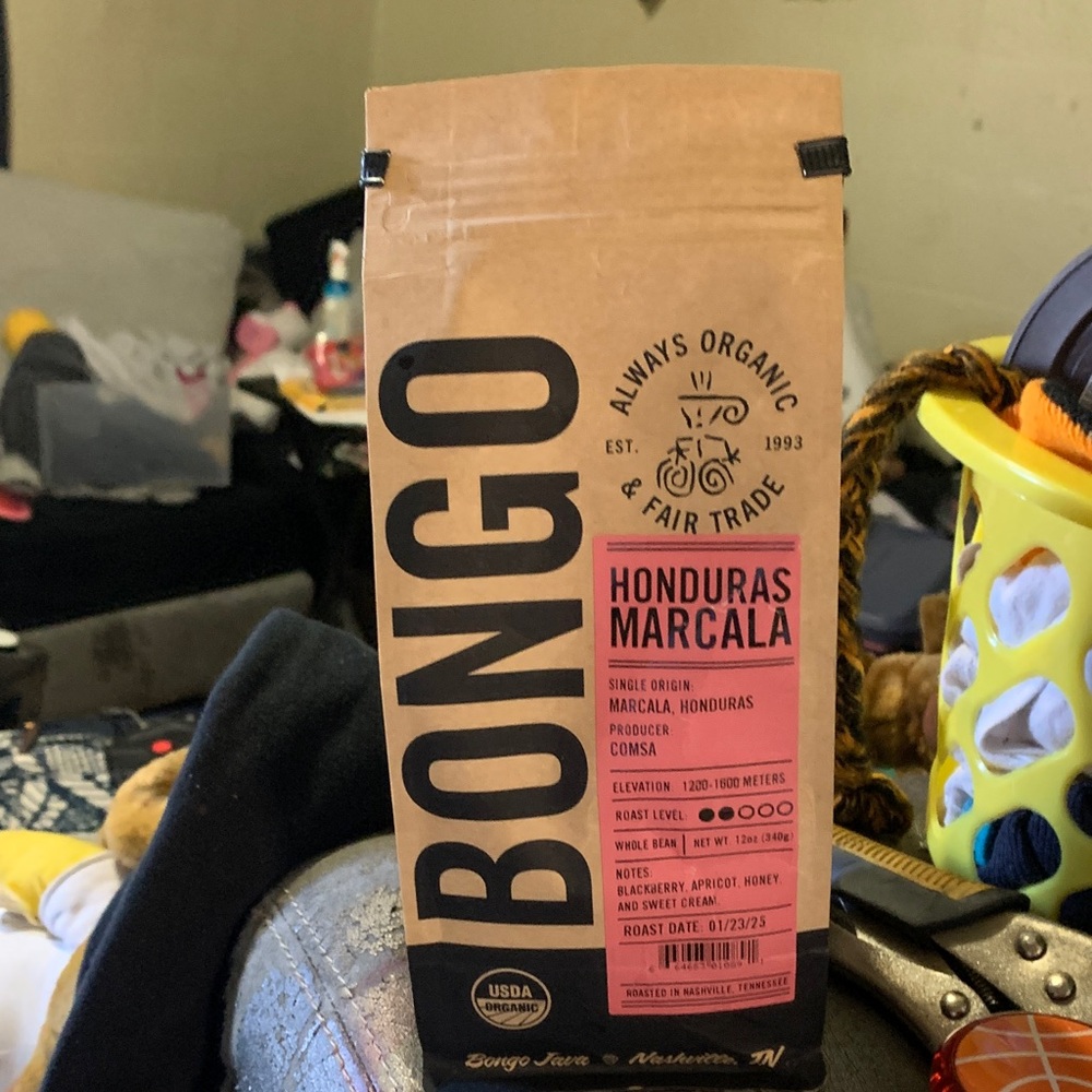 BONGO Organic Coffee with Black and Pink Label